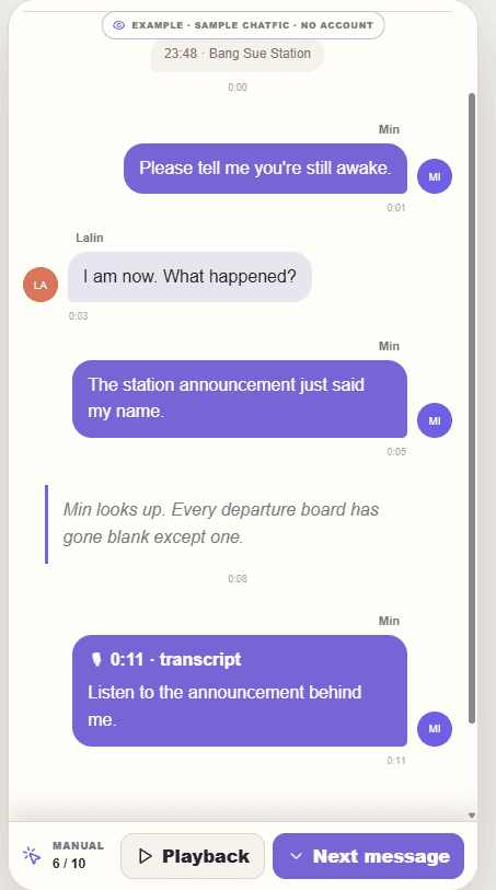 Readerous playable Chatfic conversation