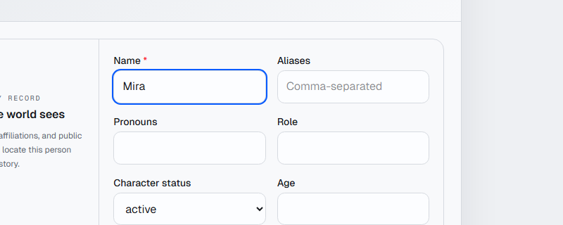Start with the Name field.