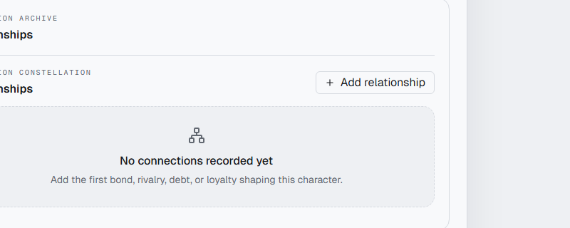 Find Add relationship below the character's details.