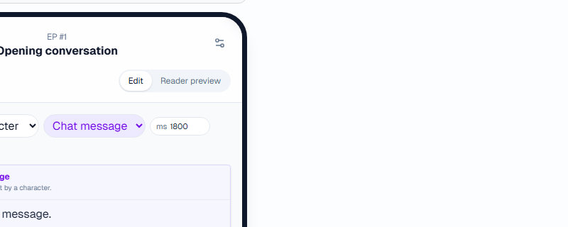 Reader preview is beside Edit at the top of the phone.