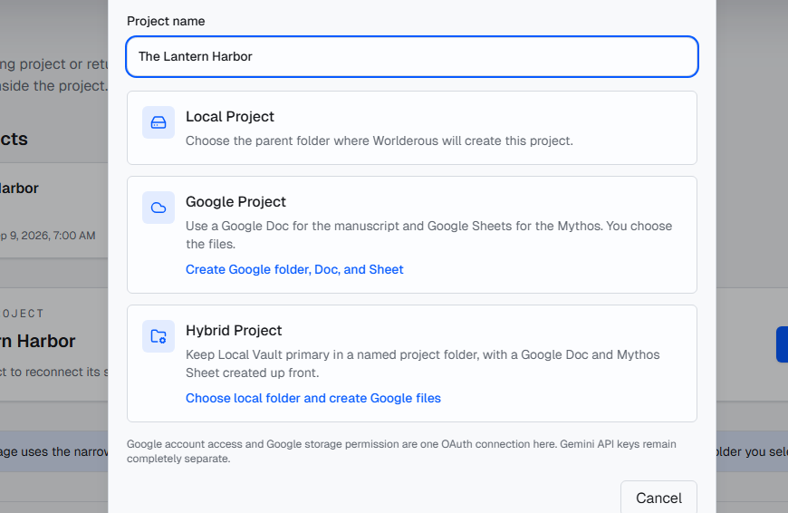 Choose where your project will be saved.